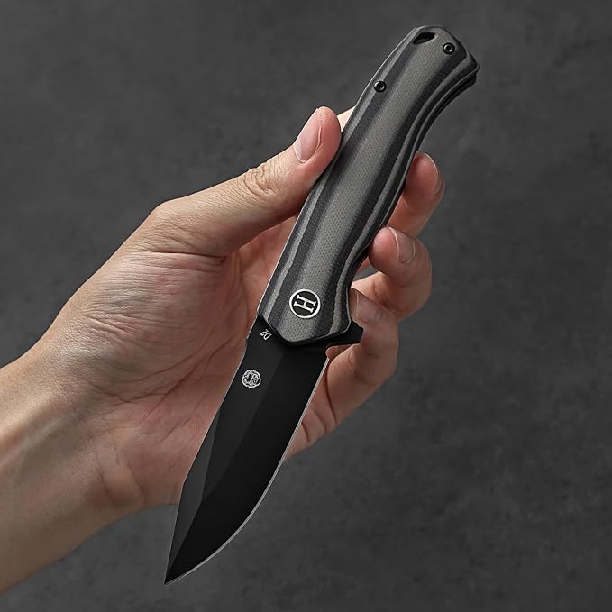 Holtzman's Gorilla Survival Folding Pocket Knife with D2 Steel Blade and G10 Handle (Black + Black/Grey) - EDC Gift Set for Men and Women - Perfect for Everyday Carry