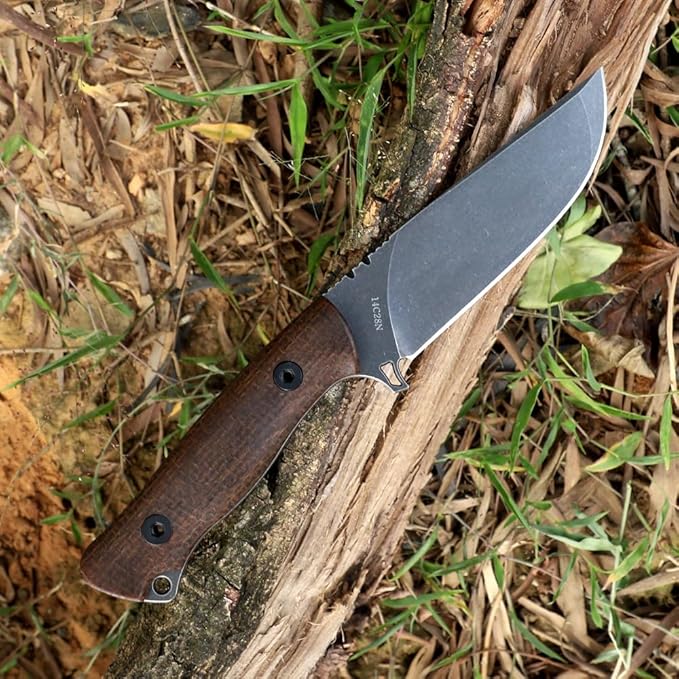Fixed Blade Fishing Knife - Ideal Outdoor Knife 14C28N Steel - Camping - Hand Tools (B)
