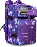 45L Military Tactical Backpack for Men &amp Women Bug Out Bag Assault pack Molle Daypack Hiking Trekking Rucksack (2.0 side pockets (purple tie-dye)