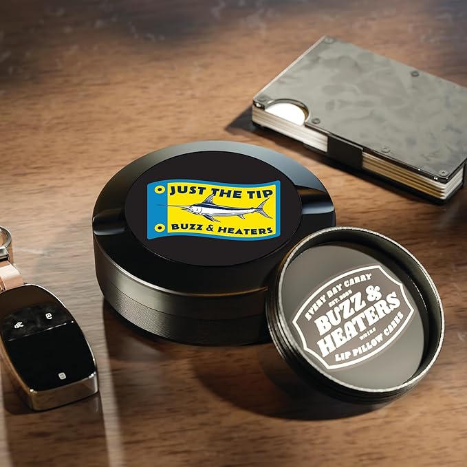 Buzz &amp Heaters Metal Container for Zyn | Metal Holder for Zyn |Metal Can for Zyn | Metal Container for Zyn Holder | Metal Pouch Cans for Zyn | Fishing Containers for Zyn | Just The Tip