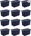 Sterilite 12-Pack Storage Bins with Lids Heavy Duty Totes Tuff1 30 Gallon Dark Indigo