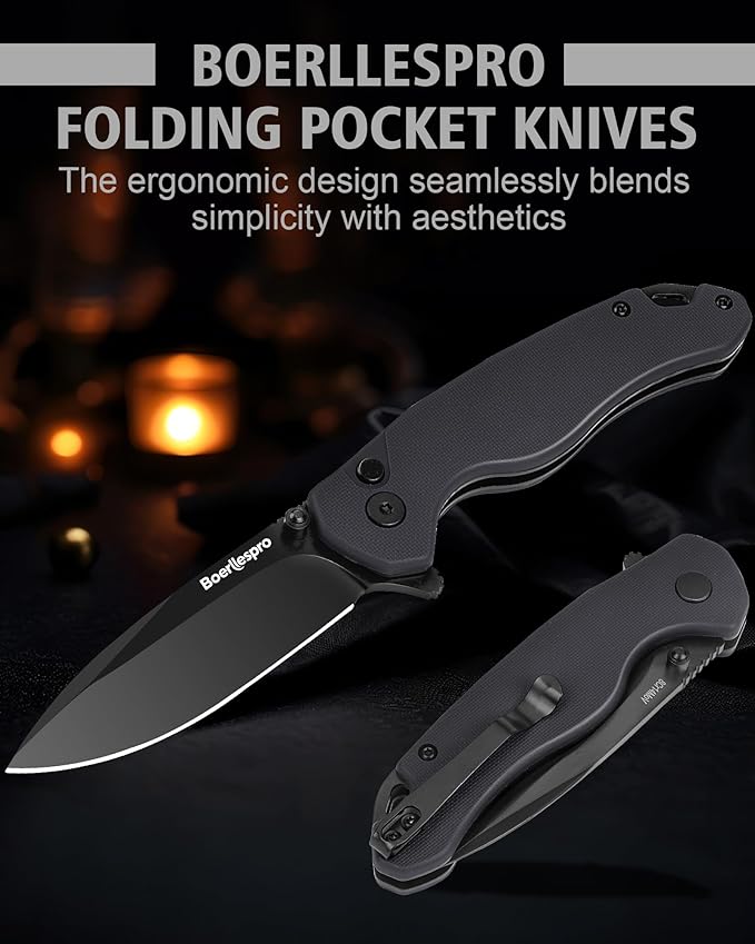 Pocket Knife – 2.99 8Cr14MoV Steel Blade G10 Handle | EDC Folding Knife with Pocket Clip for Men &amp Women | Sharp for Camping Fishing Hunting Tactical Use &amp Survival Hiking -Dark Gray