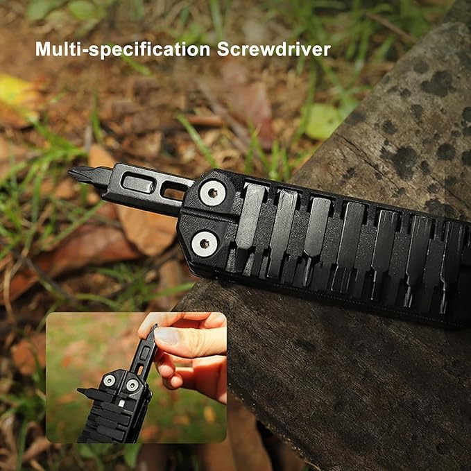 Caressolove Multitool Wrench 16-in-1 420 Steel Multi Tool Folding Knife with Nylon Sheath Fire Starting Sticks Screwdriver Combination Tools Perfect Multi-Tool for Survival Camping and Hiking