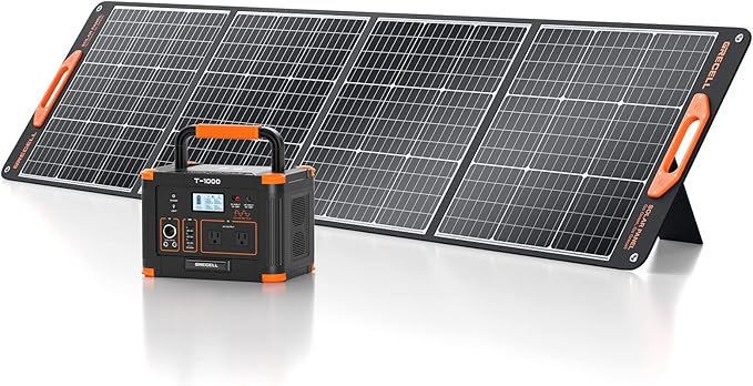 GRECELL 1000W Solar Generator with 200W Portable Solar Panel 999Wh Portable Power Station Solar Powered Generator Lithium Battery Backup USB-C PD 60W for Outdoor Camping RV Off-grid Home Emergency