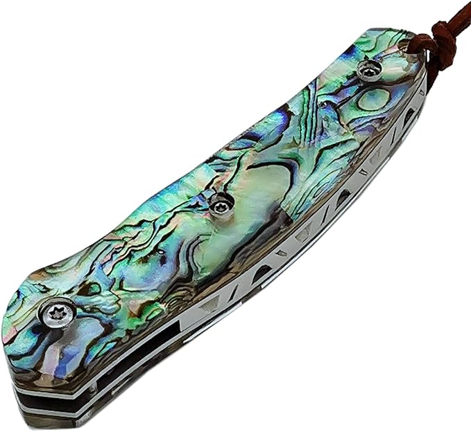 Father's Day Mother's Day &amp Birthday Gift for Him Her - ALBATROSS Folding Pocket Knife - 6.5 Damascus Steel Blade with Abalone Seashell Handle Handcrafted 71-Layer Modern Knife with Liner Lock