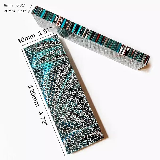2-piece Set Of Knife Handle Scales Made Of Blank Material DIY Hand Carved Decorative Panel With Resin Honeycomb Texture(120x40x30mm)