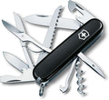 Victorinox Huntsman Swiss Army Knife 15 Functions Swiss Made Pocket Knife with Large Blade Screwdriver Scissors and Wood Saw - Black