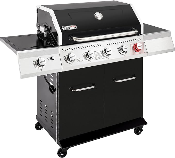 Royal Gourmet GA5404H 5-Burner Propane Gas Grill with Side Burner &amp Warming Rack Outdoor BBQ Grill with 64000 BTUs Output &amp 738 Sq. in. Cooking Area for Outdoor Barbecue Black
