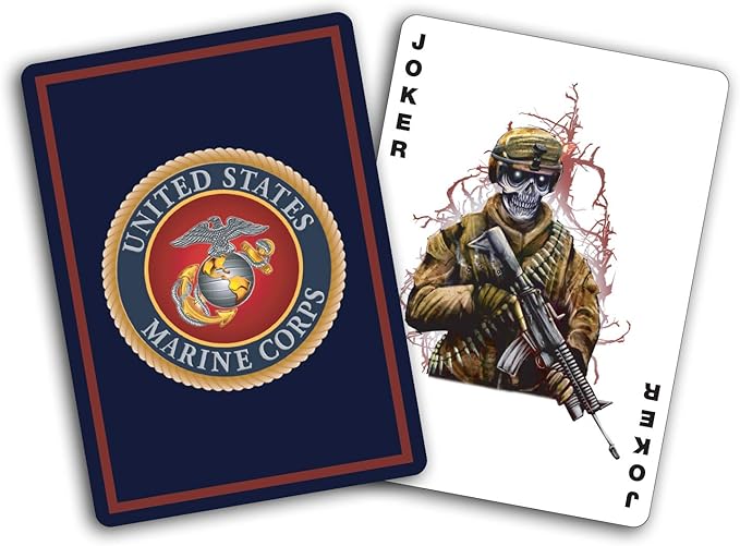 Marine Corps Flask &amp Card-Set - Leather-Wrapped USMC-Flask with Rank Playing-Cards – Marine-Corps Gifts | Disabled Vet Owned SMALL Business