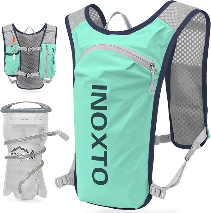 INOXTO Running Hydration Vest BackpackLightweight Insulated Pack with 1.5L Water Bladder Bag Daypack for Hiking Trail Running Cycling Race Marathon for Women Men