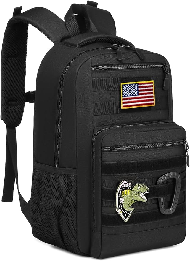 Kids tactical Backpack for Boys School Bag 20L mini Children Backpack for Outdoor Camping Travel (Black)