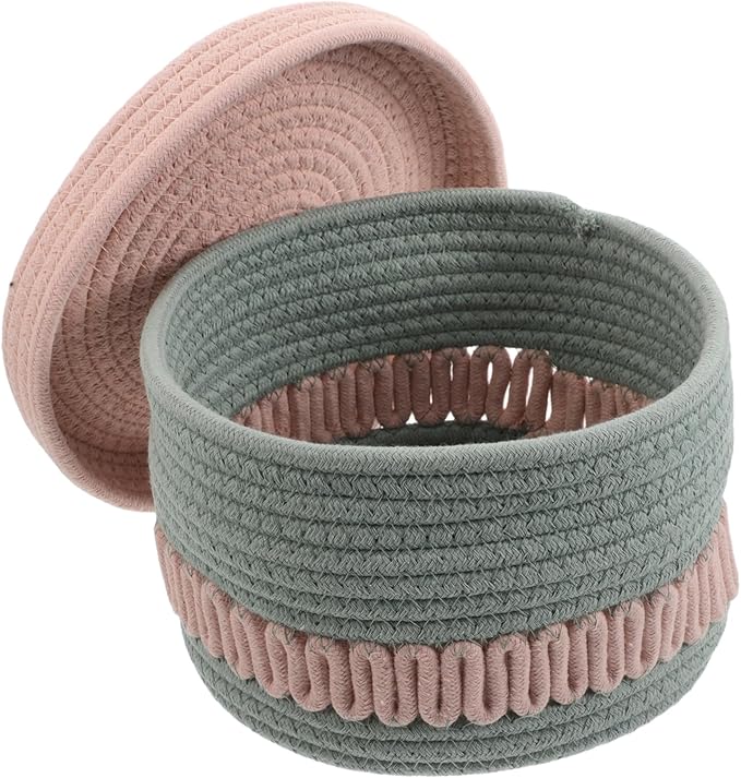 KOMBIUDA 001g Cotton Rope Storage Basket Lid Multi-purpose Woven Organizer for Toys Nursery Supplies and Home Decor Elegant Design for Efficient Organization