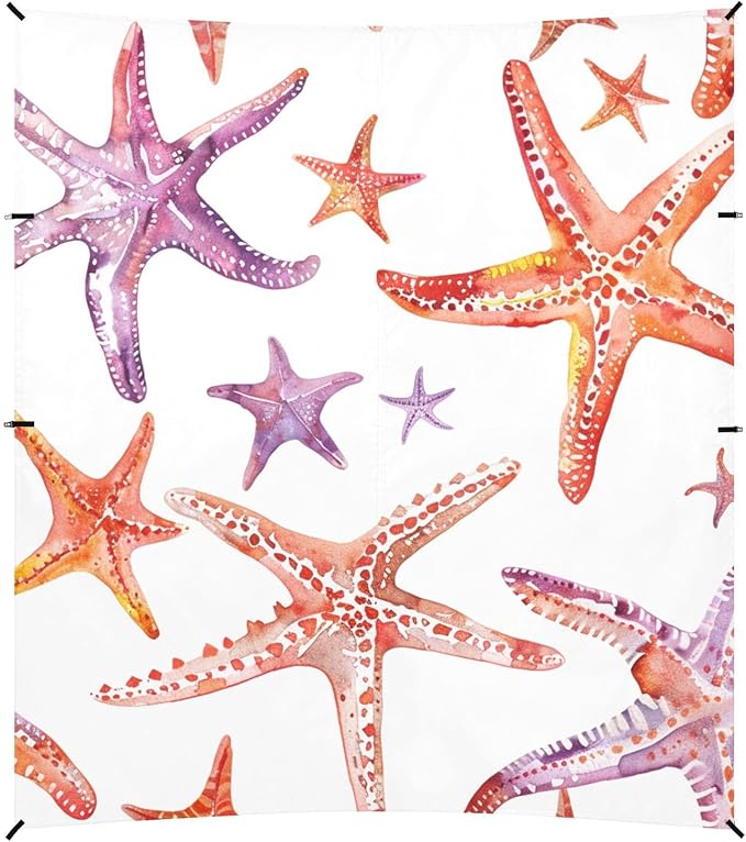 ALAZA Starfish Seamless on White Beach Tent Sun Shelter Portable Canopy Sunshade for Outdoor Camping Picnics Backyard Fun 10x9 ft