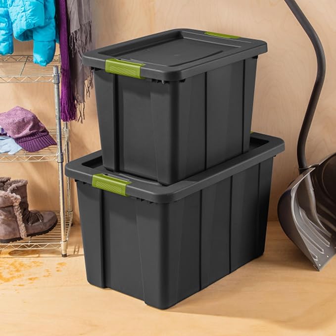 Sterilite 4-Pack Storage Bins with Lids Heavy Duty Totes Tuff1 30 Gallon Flat Gray