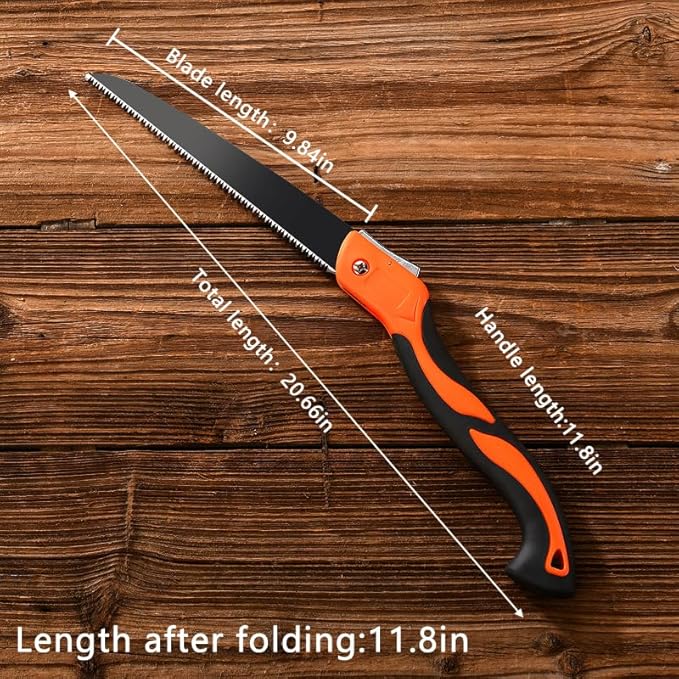 Folding Hand Saw for Wood Cutting 11 Inch Woodworking Bushcraft Camp Small Handheld Trimming Tree Limb Tree Trimmer Saw with Ergonomic Non-Slip Handle DesignQuality SK-5 Steel