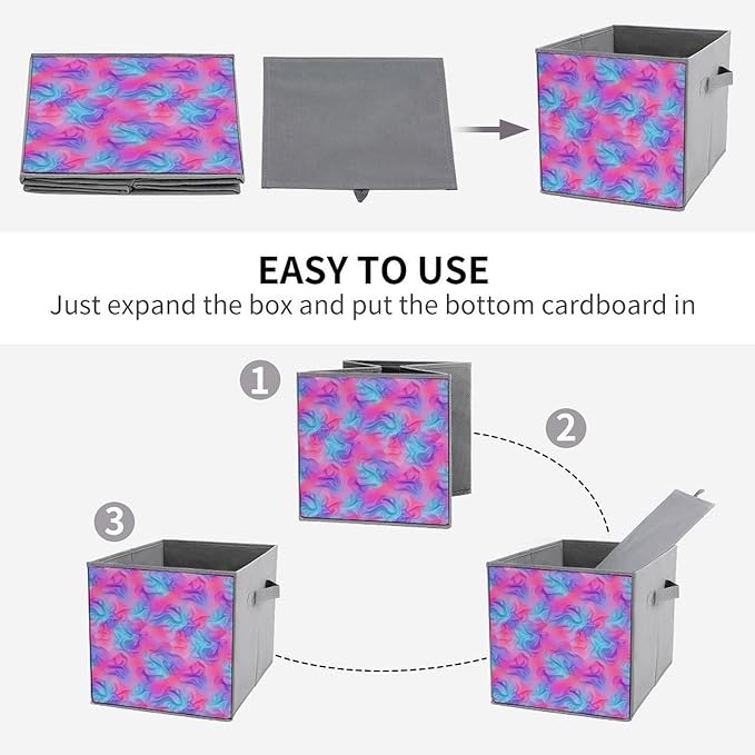 Foldable Storage Cube with Handles Purple Rainbow Bisexual Pride Flag Art 10.6 Inch Collapsible Fabric Bin for Books Clothes Toys Sturdy Organizer for Bedroom &amp Dorm