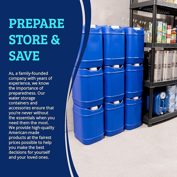 5-Gallon Stackable Water Storage Containers Emergency Water Storage for Camping and Disaster Preparedness 20 Gallons