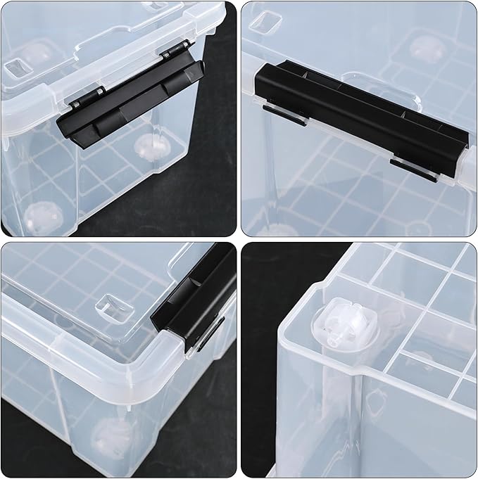 4-Pack 22 Quart Plastic Storage Bins with Lids Plastic Latching Storage Box with Wheels Clear