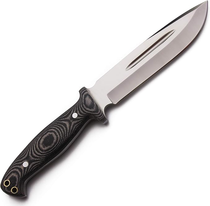 GCS Knives Handmade D2 Tool Steel Hunting Survival Knife with Micarta Handle Leather Sheath and Sharpening Stone - GCS102