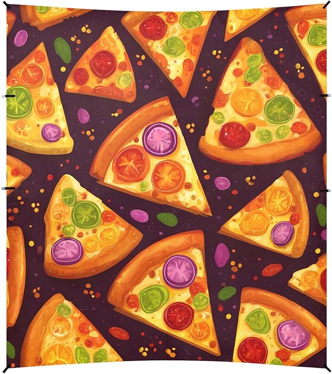 ALAZA Pizza Slice Pattern Beach Tent Sun Shelter Portable Canopy Sunshade for Outdoor Camping Picnics Backyard Fun 10x9 ft