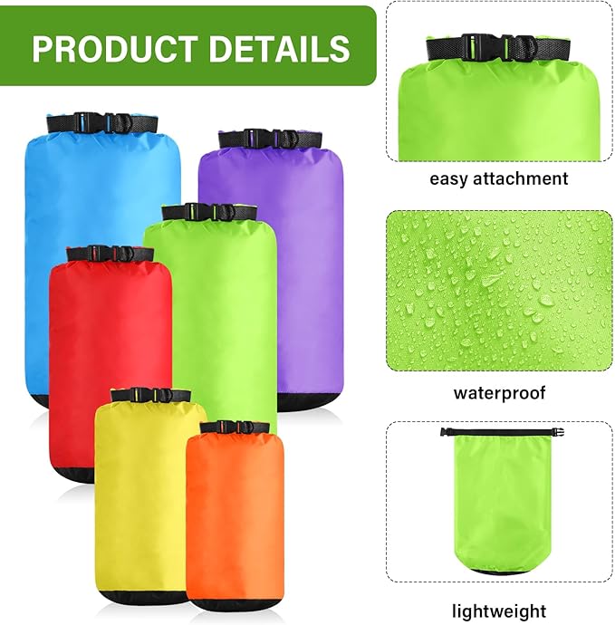 6 Pcs Waterproof Dry Bag Sack Lightweight Outdoor Dry Bags 35 L 20 L 15 L 10 L 5 L 3 L Waterproof Boat Bag for Kayaking Backpacking Hiking Camping Rafting(Fluorescent Color)
