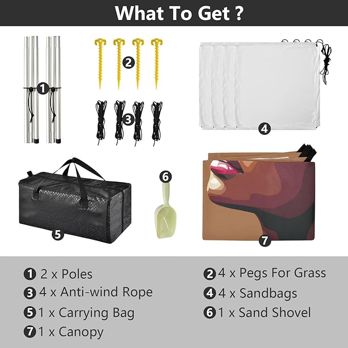 ALAZA African American Woman Portrait Beach Tent Sun Shelter UPF50+ Protection Beach Shade Canopy w/ 4 Sandbags for Outdoor Camping Fishing Backyard Fun Picnic 10x9 ft