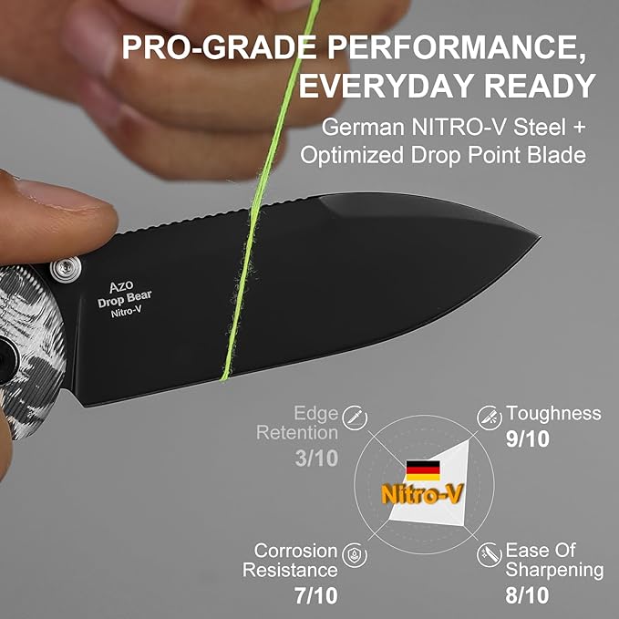 Kizer Drop Bear EDC Pocket Knife 2.97” Nitro-V Blade Acrylic Handle Folding Knife with Thumb Stud Opener Clutch Lock EDC Knives for Men Women Gift V3619A12