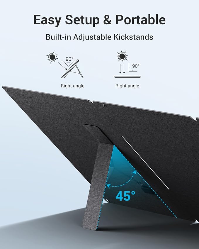 BigBlue 150W Portable Solar Panels with Kickstands IP68 Waterproof Solar Charger with MC-4/XT60 for Power Station 25% Conversion Efficiency Camping Essentials Foldable Solar Panel for RV Life