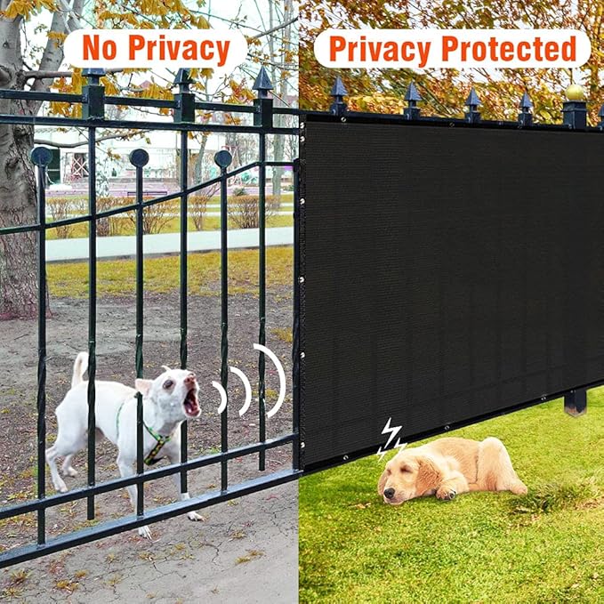 iCover 4x25ft Privacy Screen Fence Outdoor Fencing Panels Garden Windscreen Mesh Shade Sail Net Barrier Include Reinforced Bindings and Brass Grommets Cable Zip Ties Black