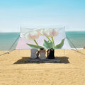 ALAZA Beautiful Blooming White Tulip Leaf Beach Tent Sun Shelter Portable Canopy Sunshade for Outdoor Camping Picnics Backyard Fun 10x9 ft