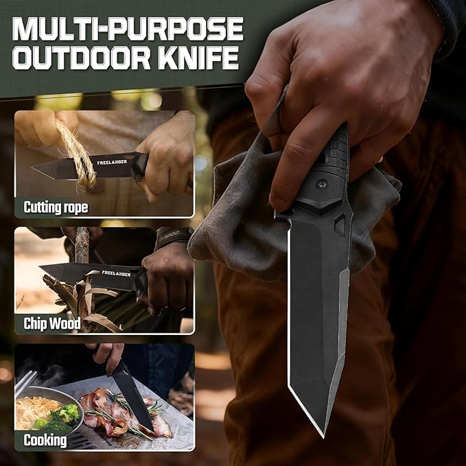 Freelander Tanto Fixed Blade Knife Bundle with Camping Axe