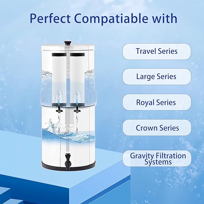 【Upgraded】Renami Ceramic Filter Silver Infused Replacement for BB9-2® Black Activated Carbon Filters Compatible with Berkey® Travel Large Royal Crown Series Repeatable Cleaning Filters Pack of 4