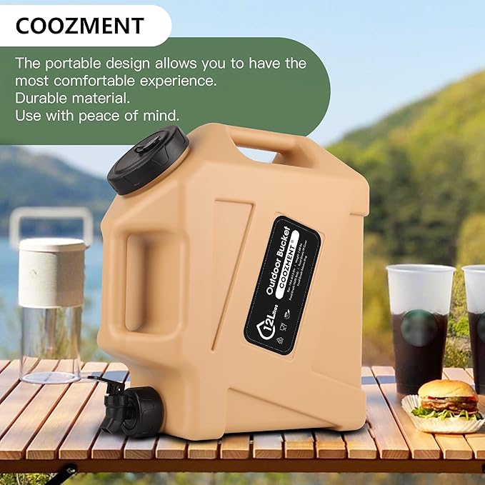 3.2 Gallon/5 Gallon Water Containers with Spigot BPA Free Water Jug Military Green Water Tank Multifunction Water Storage Containers for Camping Outdoor HikingEmergency Stroage