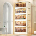 Storage Bins Stackable Folding Plastic Storage Containers with Clear Lids Multi Layer Organizer for Home Dorm Office Closet Bedroom Living Room