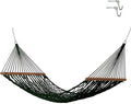 Hatteras Hammocks Small Green DuraCord Rope Hammock – 11 ft. x 45 in. 450 lb Capacity Cumaru Spreader Bar Zinc-Plated Hardware Handcrafted in The USA