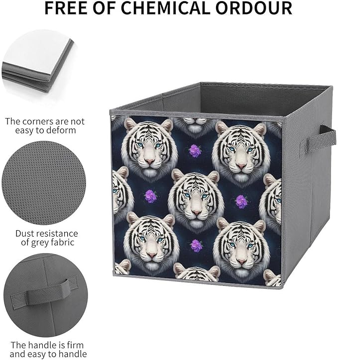Clever Cube Storage Bins Starry Sky White Tiger Cute Practical Organizer for Small Spaces Fashionable Storage Solution