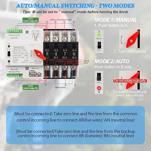 100A Automatic Transfer Switch220V Generator Transfer SwitchMillisecond Level Dual Power Automatic Transfer Switch with Metal Distribution Box