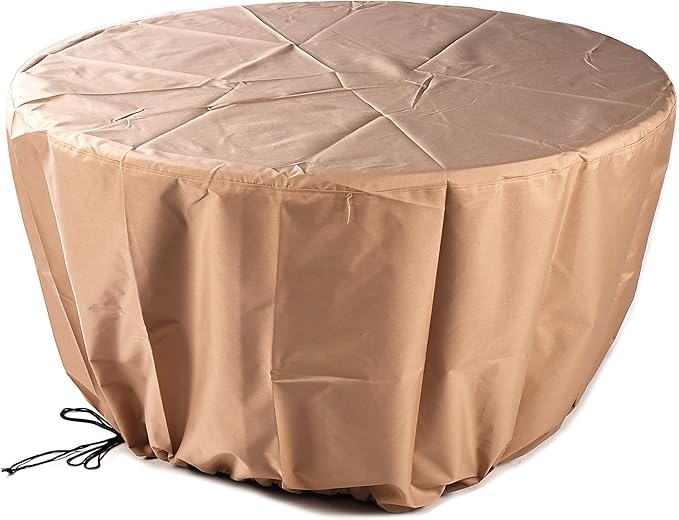 Oakland Living Round 34 in. x 34 in. Aluminum Propane Fire Pit Table with Glass Beads Two Covers Lid 37000 BTUs in White Finish