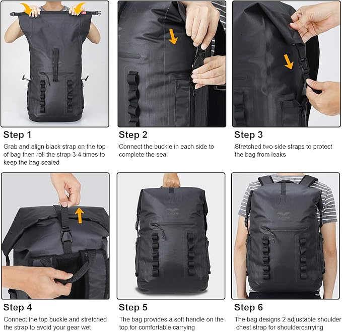 MIER Dry Bag Waterproof Backpack 30L Dry Sack Heavy Duty Roll-Top Closure for Kayaking Beach Boating Swimming Surfing