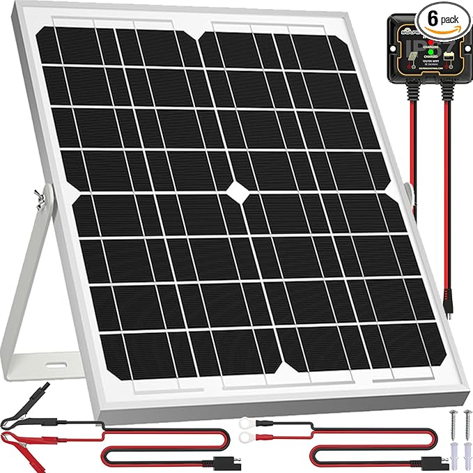 SOLPERK Solar Panel Kit 20W 12V Waterproof Solar Battery Trickle Charger Maintainer + Smart MPPT Controller + Adjustable Mount Bracket for Boat Car RV Motorcycle Marine Automotive