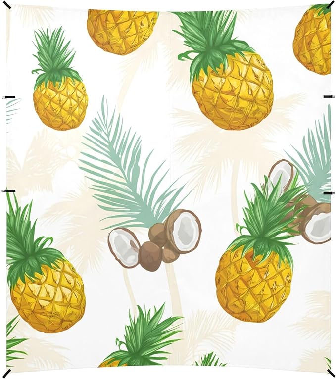 Beach Canopy with Windproof Ropes &amp Sandbags Beach Tent Sun Shade Sun Shelter for Camping Trips Fishing Backyard Fun or Picnics Pineapple and Coconut