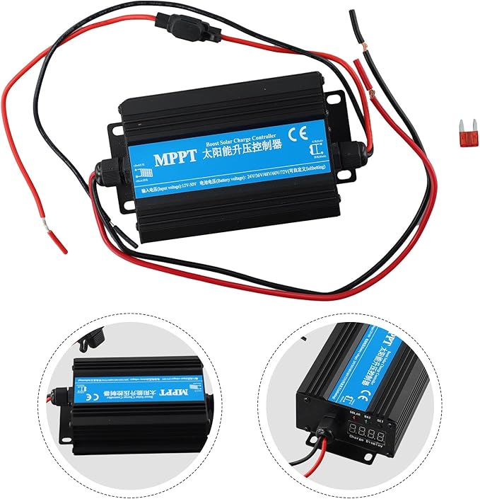MPPT Solar Charge Controller 24V-72V 300W Boost Charger with Digital Display for Home RV Off-Grid Solar Panel System Battery Regulation