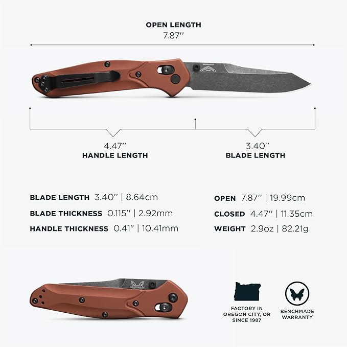 Benchmade - Osborne Every Day Outdoor Folding Knife Reverse Tanto Blade with Burnt Copper Aluminum Handle (940BK-03)