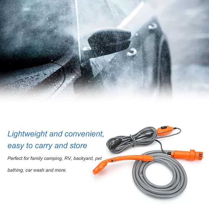 aqxreight Portable Outdoor Camping Shower with 12V Car Adapter for Hiking Pet Washing