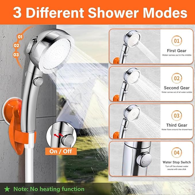 Camping Shower Pump 7800mAh Rechargeable Shower Camping Portable 3 Pressure Levels Camp Shower for Outdoor Shower Pet Bath Car Washing