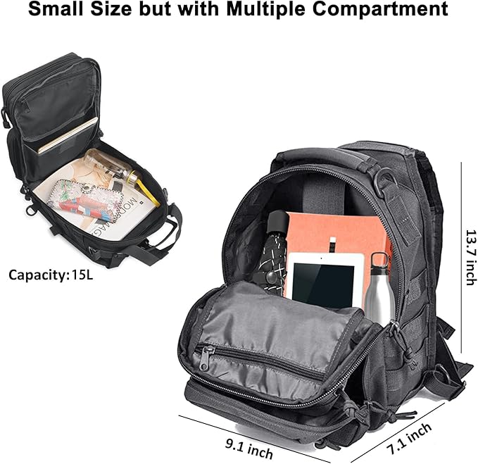 hopopower Tactical Sling Bag Sport Bag Military Rover Shoulder Backpack EDC Assault Range Bag Chest Pack Handbag Waterproof