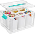 Vtopmart 24 QT Clear Plastic Craft Organizer with 6 Detachable Inserts Art Supply and Tool Storage Box for Craft CrayonPencils1 Pack