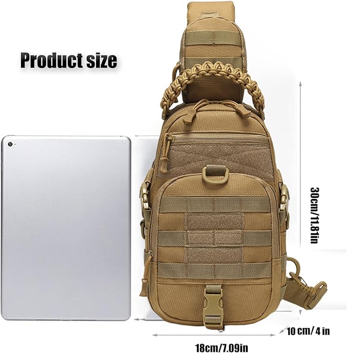 Shoulder Sling Bag Chest Pack Camping Waterproof Sports MOLLE System Sling Bags for Hiking Climbing Cycling Fishing(Black)