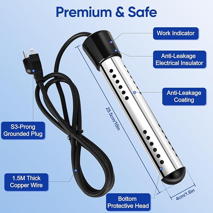Portable Shower with Water Heater–Camping Shower Pump with 8000mAh Battery 5-Speed Settings LCD Display 6L/min IPX8–Portable Shower Head for Camping Hiking Car Pets