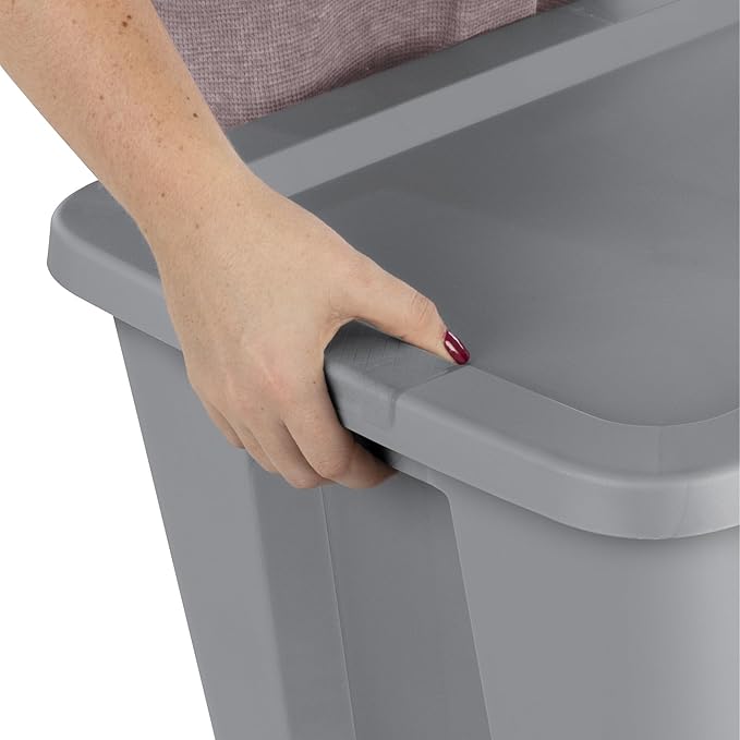 18-Gallon Plastic Storage Bins with Snap-on Lids – 8-Pack Home Organization Essential (Light Gray)